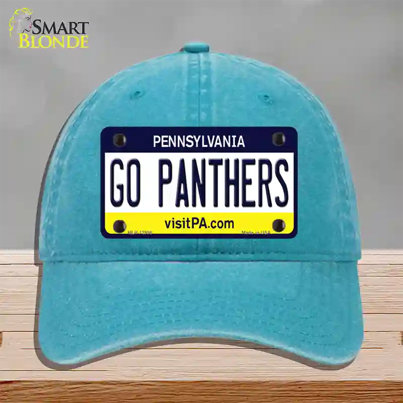 Go Panthers Novelty License Plate Hat Unconstructed Cotton / Lake Blue