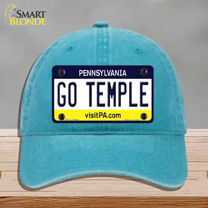 Go Temple Novelty License Plate Hat Unconstructed Cotton / Lake Blue