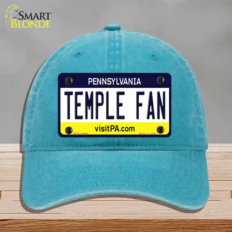 Temple Fan Novelty License Plate Hat Unconstructed Cotton / Lake Blue