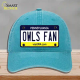 Owls Fan Novelty License Plate Hat Unconstructed Cotton / Lake Blue