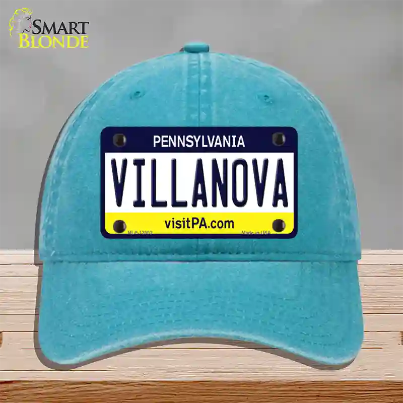 Villanova Novelty License Plate Hat Unconstructed Cotton / Lake Blue