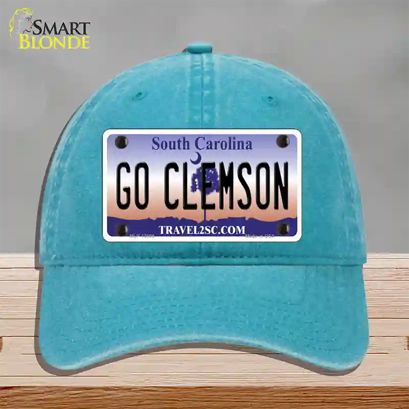 Go Clemson Novelty License Plate Hat Unconstructed Cotton / Lake Blue