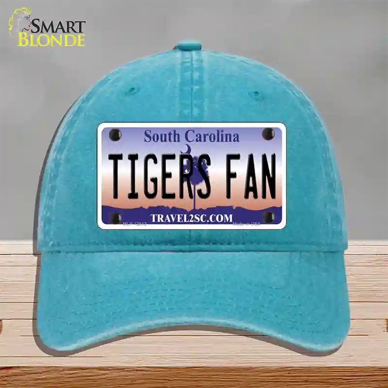 South Carolina Plate Tigers Fan Novelty License Plate Hat Unconstructed Cotton / Lake Blue