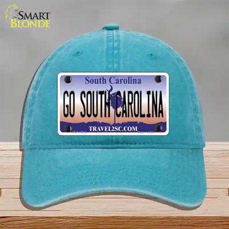 Go South Carolina Novelty License Plate Hat Unconstructed Cotton / Lake Blue