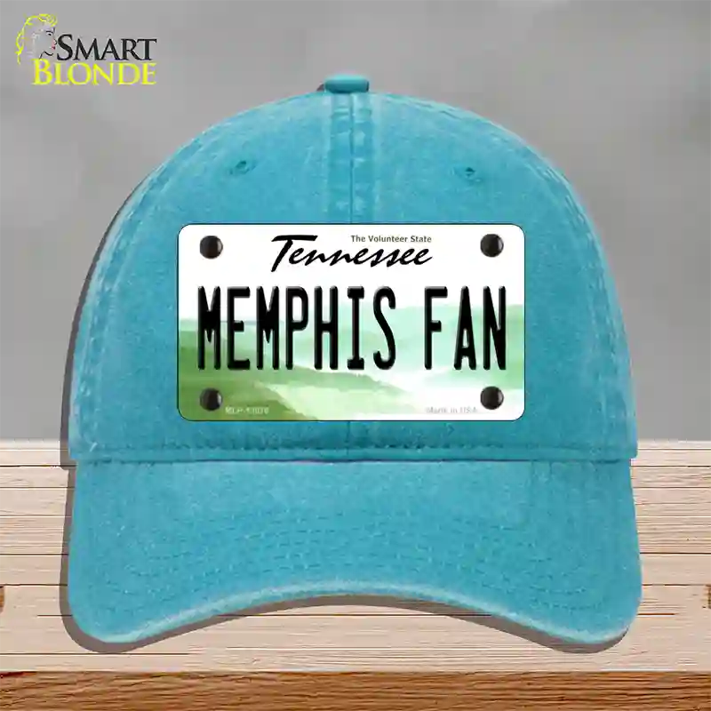 Memphis Fan Novelty License Plate Hat Unconstructed Cotton / Lake Blue