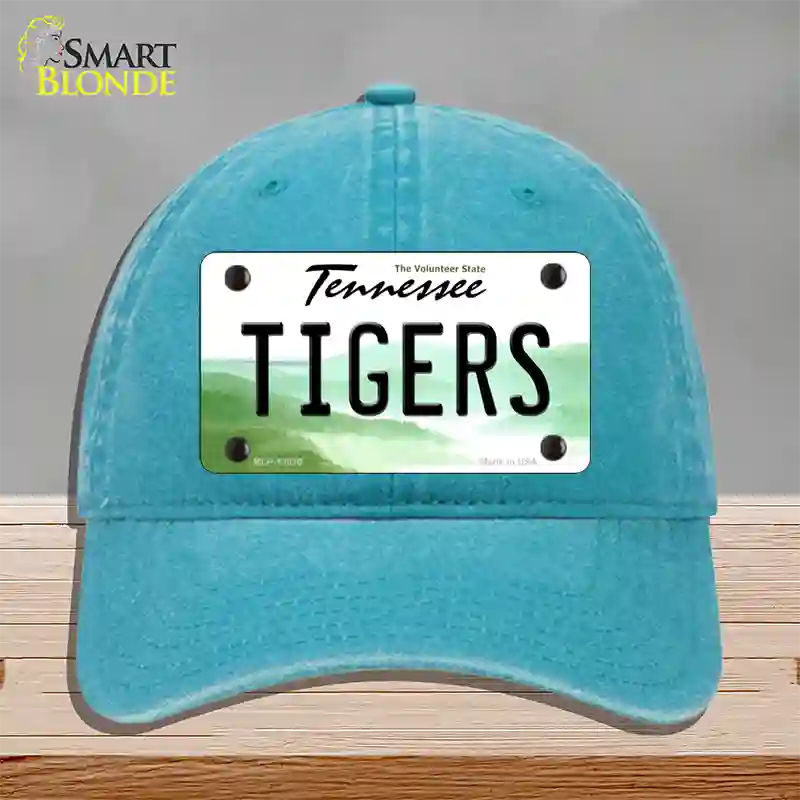 Tiger Tennessees Novelty License Plate Hat Unconstructed Cotton / Lake Blue