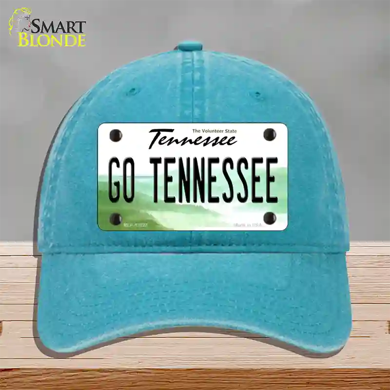 Go Tennessee Novelty License Plate Hat Unconstructed Cotton / Lake Blue