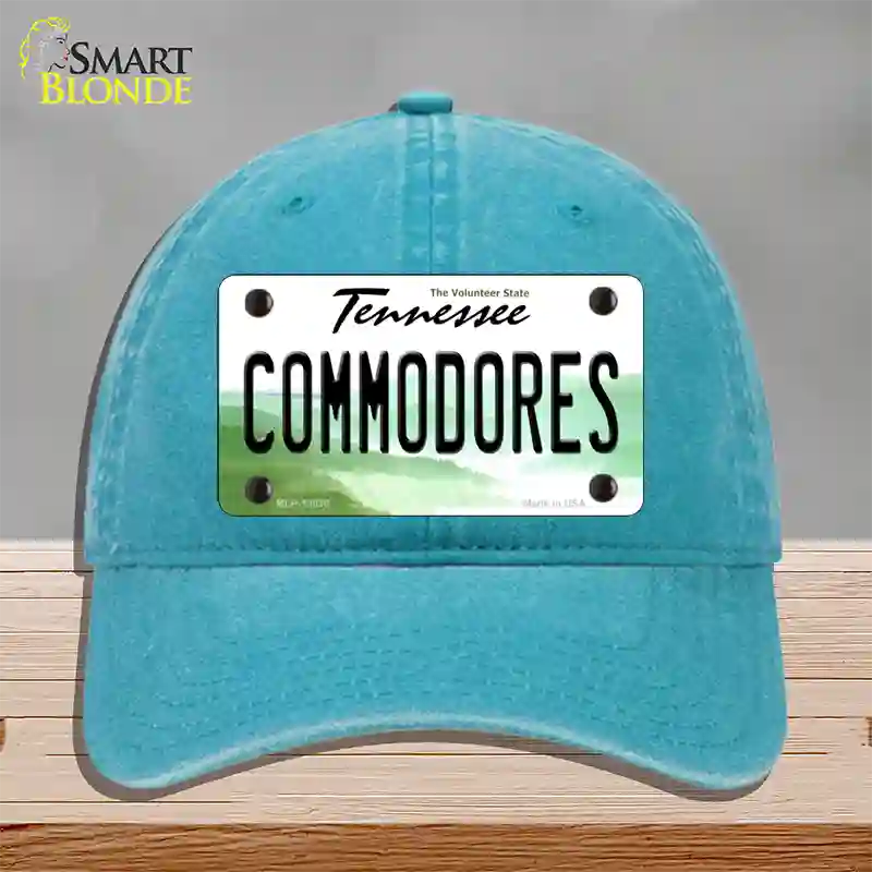 Commodores Novelty License Plate Hat Unconstructed Cotton / Lake Blue