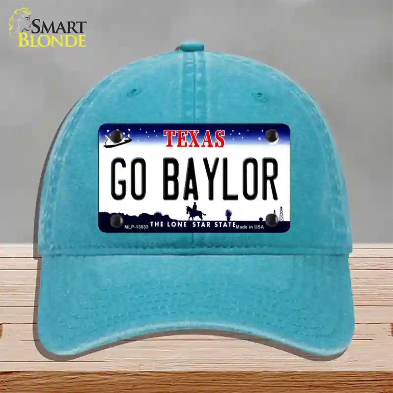 Go Baylor Novelty License Plate Hat Unconstructed Cotton / Lake Blue