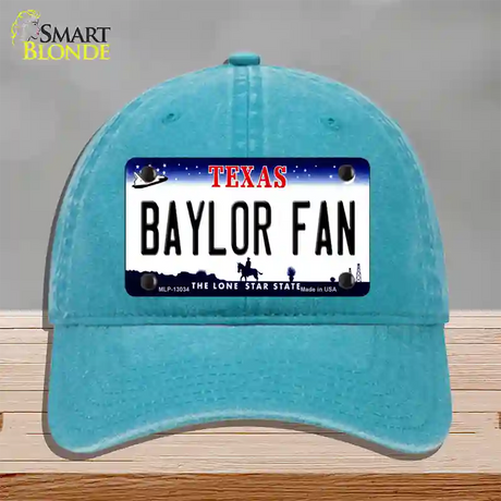 Baylor Fan Novelty License Plate Hat Unconstructed Cotton / Lake Blue