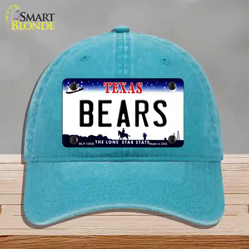 Bears Novelty License Plate Hat Unconstructed Cotton / Lake Blue