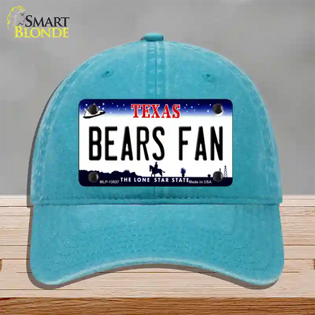 Bears Fan Novelty License Plate Hat Unconstructed Cotton / Lake Blue