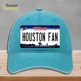 Houston Fan Novelty License Plate Hat Unconstructed Cotton / Lake Blue