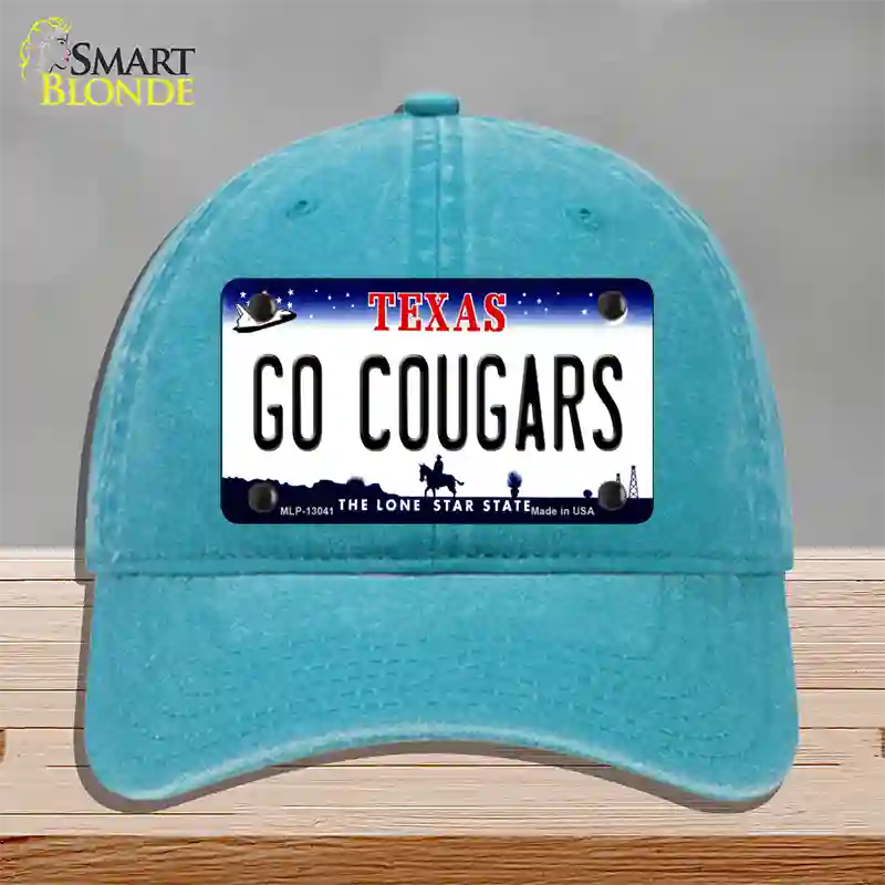 Go Cougars Novelty License Plate Hat Unconstructed Cotton / Lake Blue