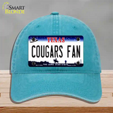 Cougars Fan Novelty License Plate Hat Unconstructed Cotton / Lake Blue