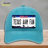 Texas A&M Fan Novelty License Plate Hat Unconstructed Cotton / Lake Blue