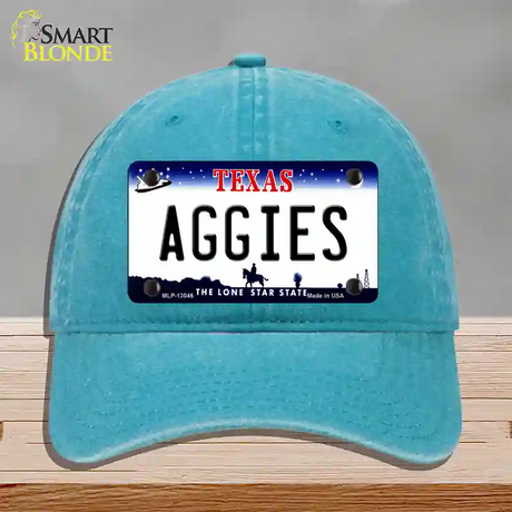 Aggies Texas Novelty License Plate Hat Unconstructed Cotton / Lake Blue