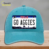 Go Aggies Texas Novelty License Plate Hat Unconstructed Cotton / Lake Blue