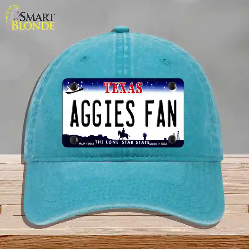 Aggies Fan Texas Novelty License Plate Hat Unconstructed Cotton / Lake Blue