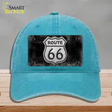 Route 66 Black & White Novelty License Plate Hat Unconstructed Cotton / Lake Blue