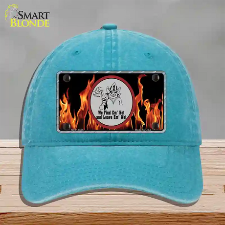 Find Hot Leave Wet Firefighter Novelty License Plate Hat Unconstructed Cotton / Lake Blue