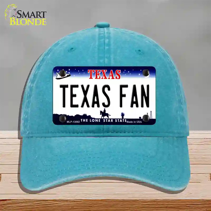 Texas Fan Novelty License Plate Hat Unconstructed Cotton / Lake Blue