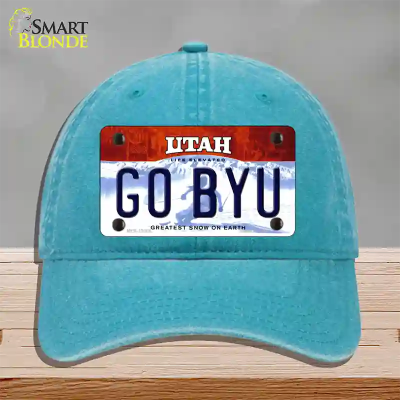 Go BYU Novelty License Plate Hat Unconstructed Cotton / Lake Blue