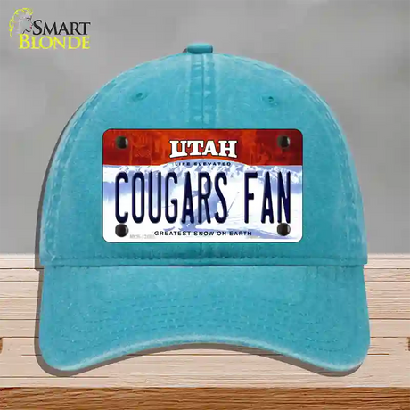 Cougars Fan Utah Novelty License Plate Hat Unconstructed Cotton / Lake Blue