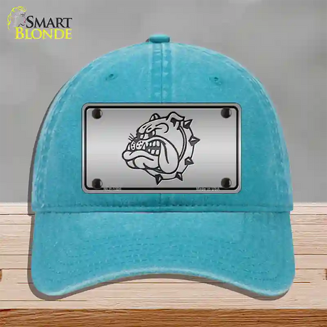 Bulldog Novelty License Plate Hat Unconstructed Cotton / Lake Blue