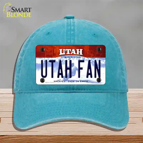 Utah Fan Novelty License Plate Hat Unconstructed Cotton / Lake Blue