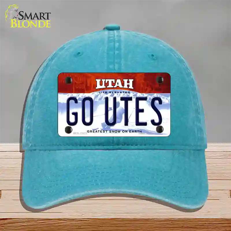 Go Utes Novelty License Plate Hat Unconstructed Cotton / Lake Blue