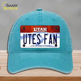 Utes Fan Novelty License Plate Hat Unconstructed Cotton / Lake Blue