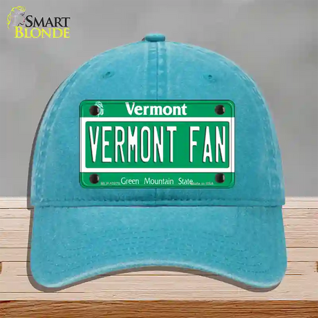 Vermont Fan Novelty License Plate Hat Unconstructed Cotton / Lake Blue