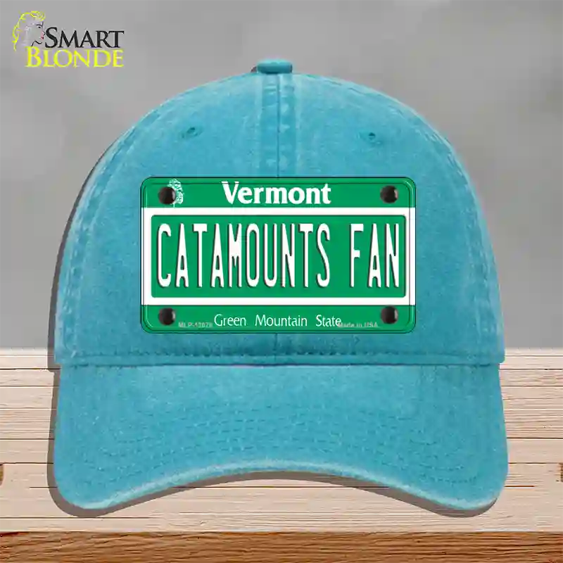 Catamounts Fan Novelty License Plate Hat Unconstructed Cotton / Lake Blue