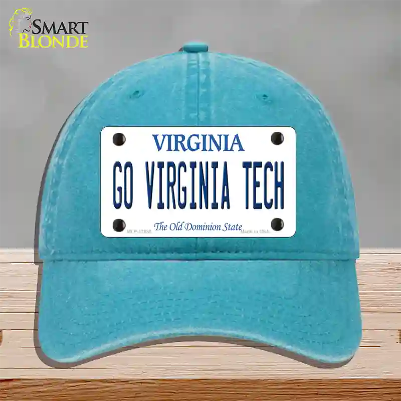 Go Virginia Tech Novelty License Plate Hat Unconstructed Cotton / Lake Blue