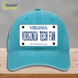 Virginia Tech Fan Novelty License Plate Hat Unconstructed Cotton / Lake Blue