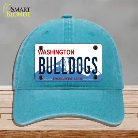 Bulldogs Washington State Novelty License Plate Hat Unconstructed Cotton / Lake Blue