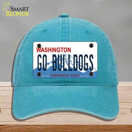 Go Bulldogs Washington Novelty License Plate Hat Unconstructed Cotton / Lake Blue