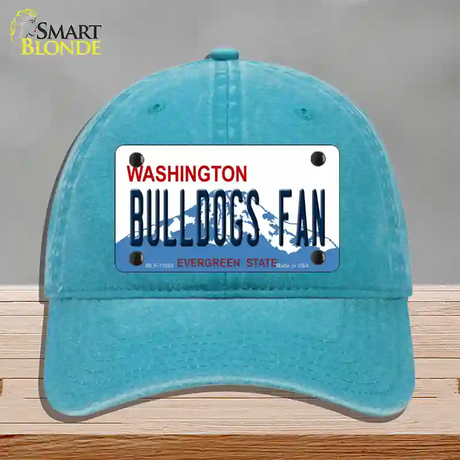 Bulldogs Fan Washington Novelty License Plate Hat Unconstructed Cotton / Lake Blue