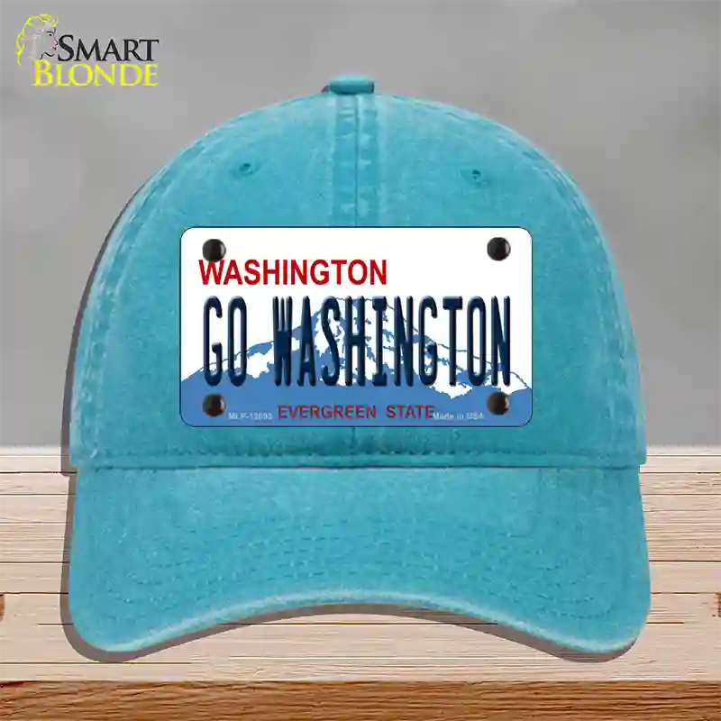 Go Washington Novelty License Plate Hat Unconstructed Cotton / Lake Blue