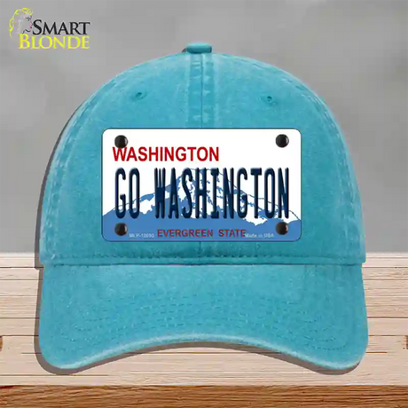 Go Washington Novelty License Plate Hat Unconstructed Cotton / Lake Blue