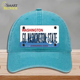 Go Washington State Novelty License Plate Hat Unconstructed Cotton / Lake Blue