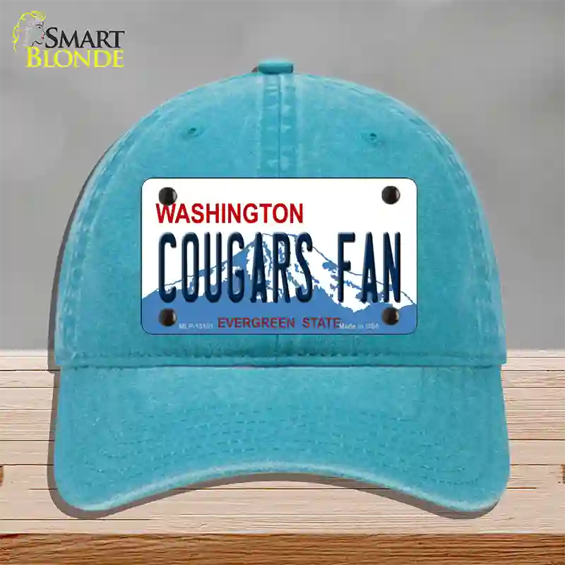 Washington Plate Cougars Fan Novelty License Plate Hat Unconstructed Cotton / Lake Blue