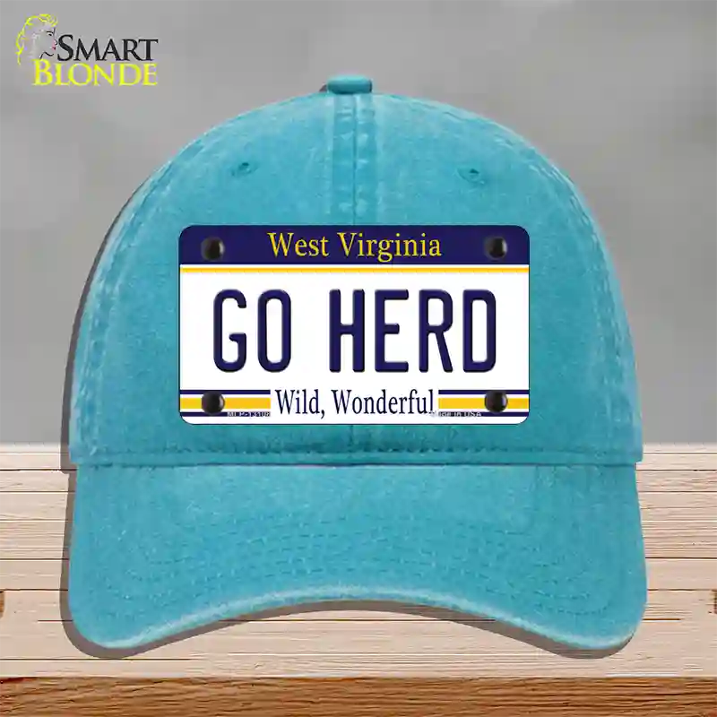 Go Herd Novelty License Plate Hat Unconstructed Cotton / Lake Blue