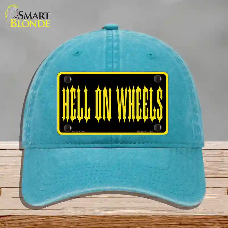 Hell On Wheels Novelty License Plate Hat Unconstructed Cotton / Lake Blue