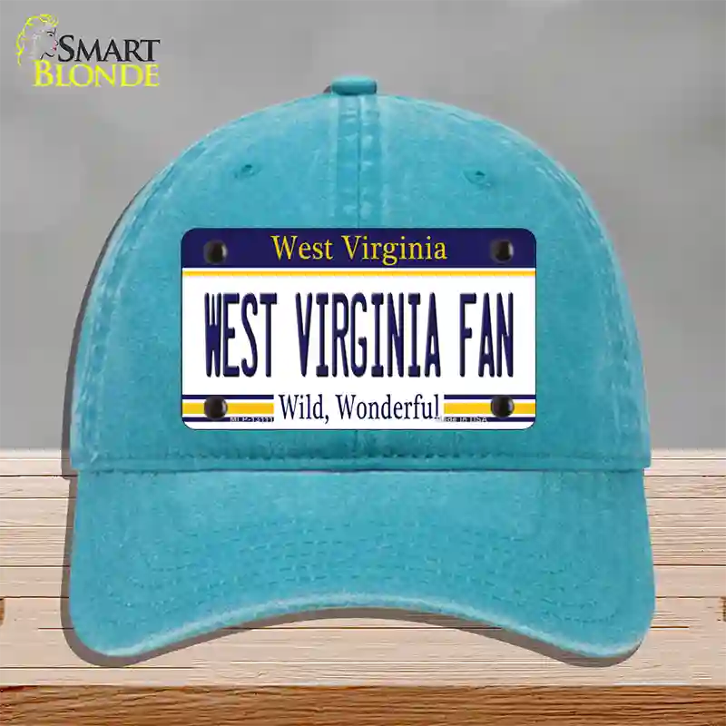 West Virginia Fan Novelty License Plate Hat Unconstructed Cotton / Lake Blue