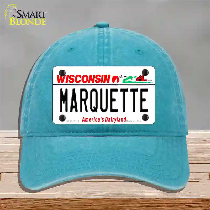 Marquette Novelty License Plate Hat Unconstructed Cotton / Lake Blue