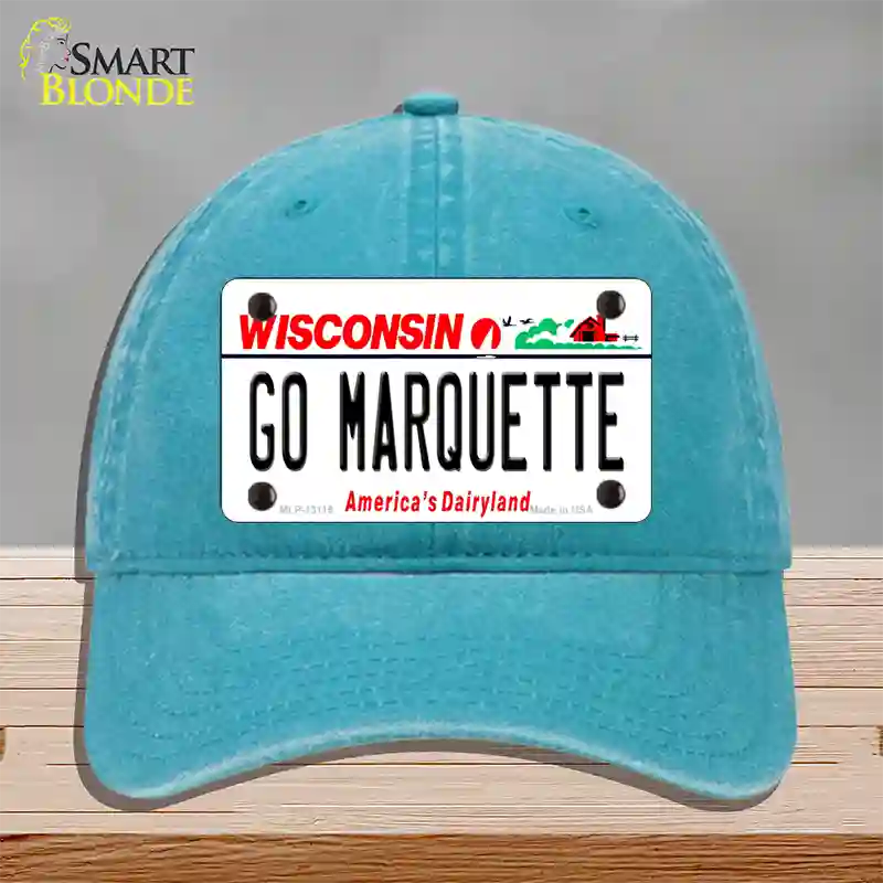 Go Marquette Novelty License Plate Hat Unconstructed Cotton / Lake Blue