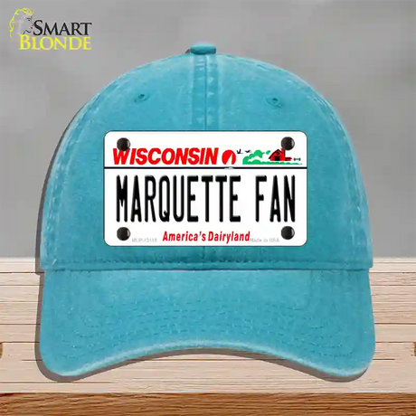 Marquette Fan Novelty License Plate Hat Unconstructed Cotton / Lake Blue