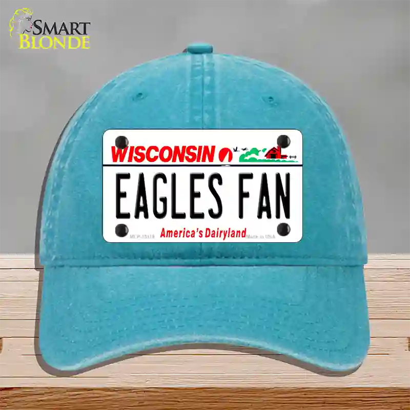 Eagles Fan Wisconsin Novelty License Plate Hat Unconstructed Cotton / Lake Blue